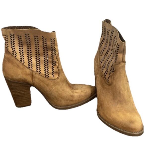 Anthropologie Musse And Cloud Size 9 Avaly Ankle Boots Brown Suede Booties‎ Boho - Picture 1 of 13